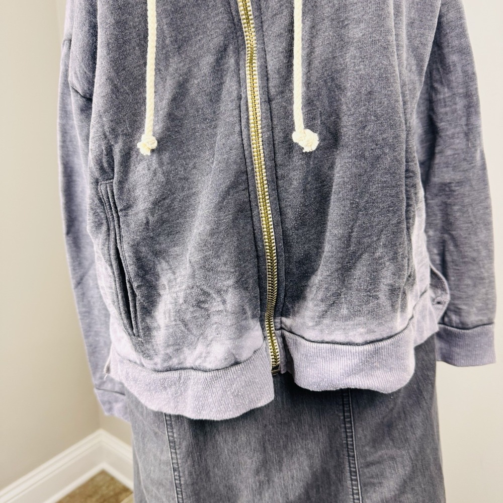 Chaser Blue Dye Sz XS Hoodie Oversized Full Zip Jacket Lightweight Grunge Comfy - Picture 3 of 12